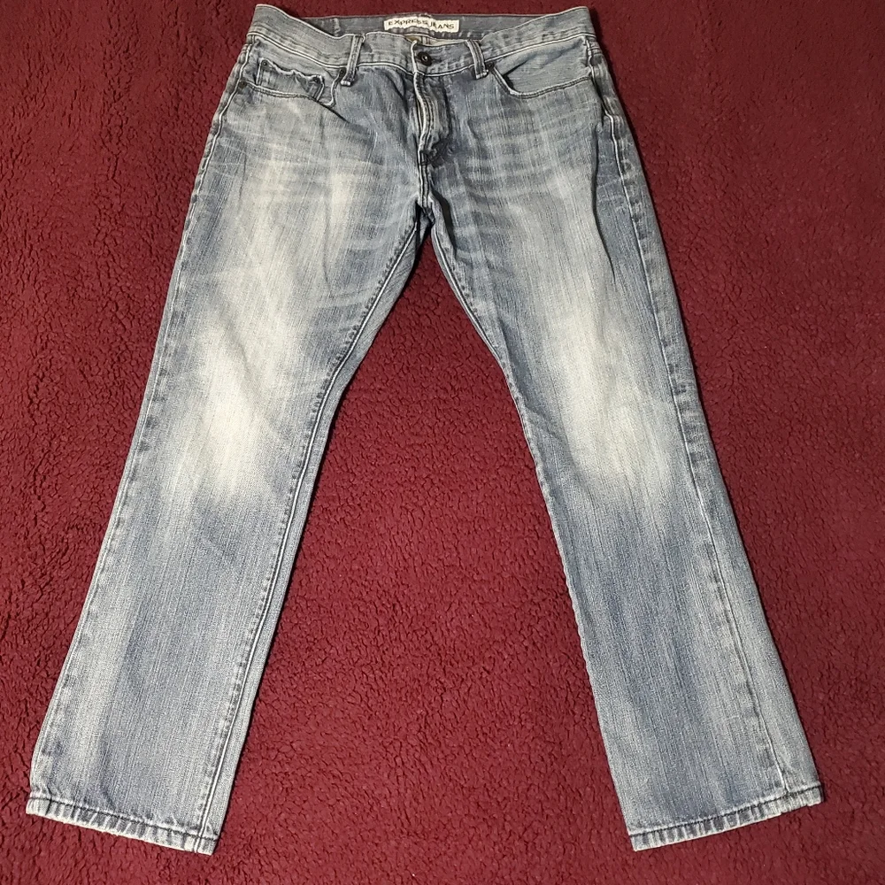 Express Rocco Slim Fit Skinny Leg Jeans Dark BlueWash MenSz33x30(actl.sz36x28.5)